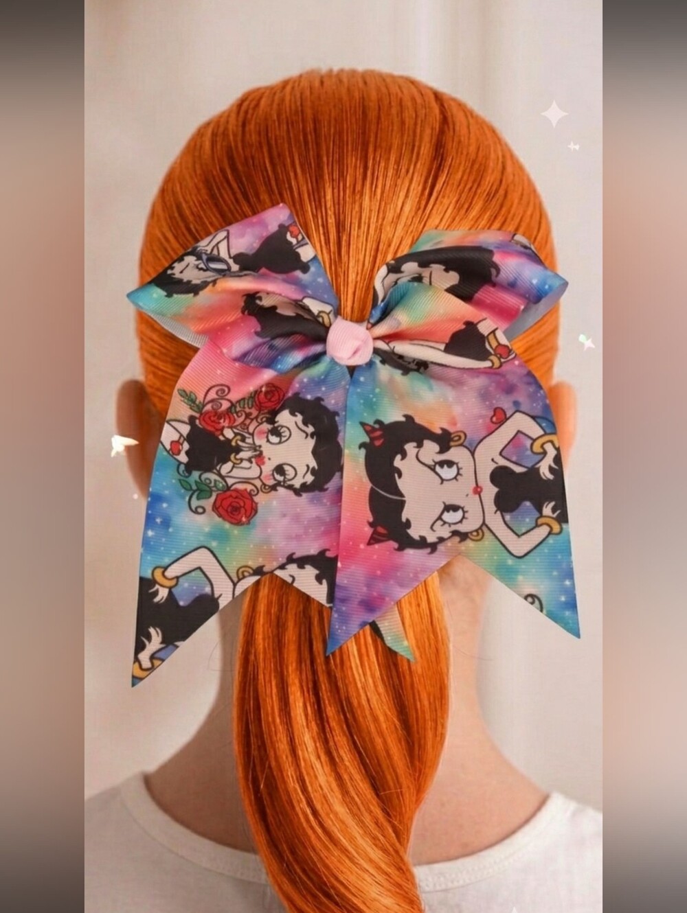 Betty Boop Rainbow Galaxy Devil & Rose Jumbo Hair Bow Clip